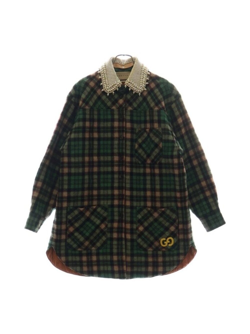 Gucci Tartan with GG Check Wool Coat Green 36